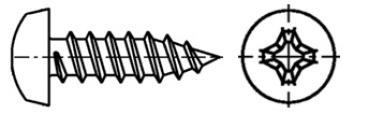 Linsenblechschraube(n) 2,9 x  6,5 Kreuzschlitz, DIN 7981 (ISO 7049), Stahl verzinkt schwarz